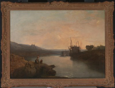 Kasteel van Harlech, vanaf Twgwyn Ferry, zomerse avondschemering door Joseph Mallord William Turner